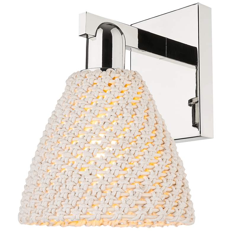 Image 1 Natural Ballston Dome 11.25"H Nickel Wall Sconce w/ Fiber Shade