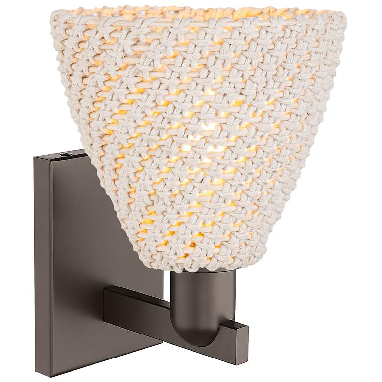Image 2 Natural Ballston Dome 11.25"H Oil Rubbed Bronze Wall Sconce w/ Fiber Shade more views