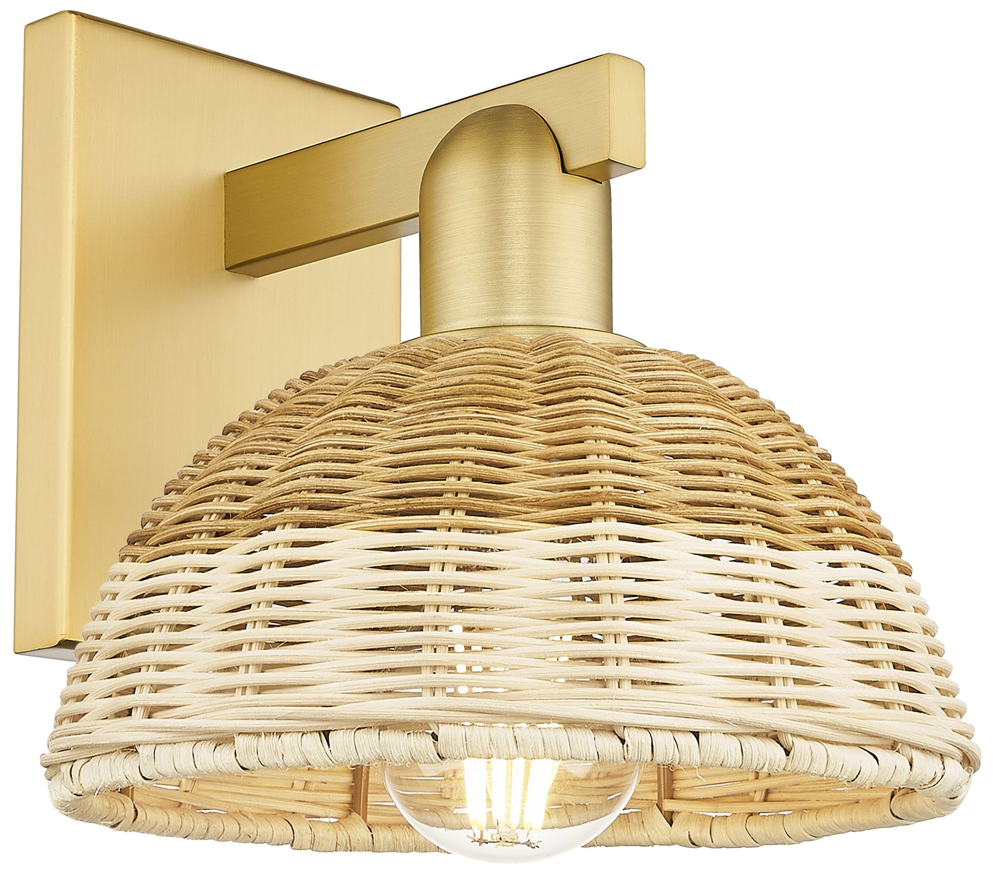 Natural Ballston Dome 11.25"H Satin Gold Wall Sconce w/ Fiber Shade