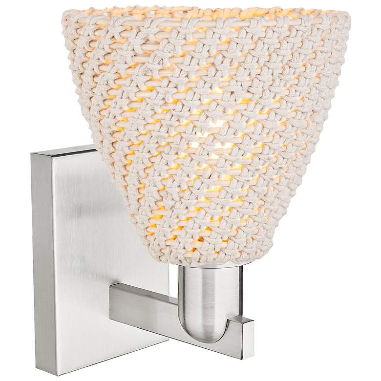 Image 2 Natural Ballston Dome 11.25"H Satin Nickel Wall Sconce w/ Fiber Shade more views