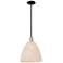 Natural Ballston Dome 12"W Black Brass Stem Mini Pendant w/ Fiber Shade