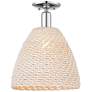 Natural Ballston Dome 12"W Chrome Semi-Flush With Natural Fiber Shade