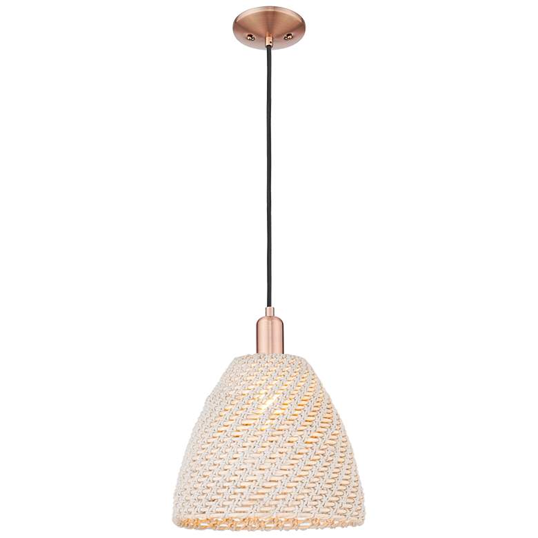 Image 1 Natural Ballston Dome 12"W Copper Cord Mini Pendant With Fiber Shade