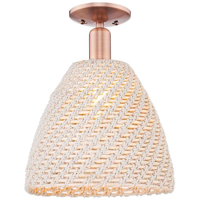 Image 1 Natural Ballston Dome 12"W Copper Semi-Flush With Fiber Shade