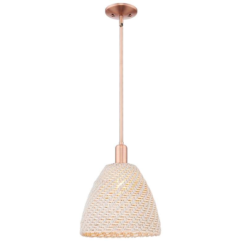 Image 1 Natural Ballston Dome 12"W Copper Stem Mini Pendant With Fiber Shade