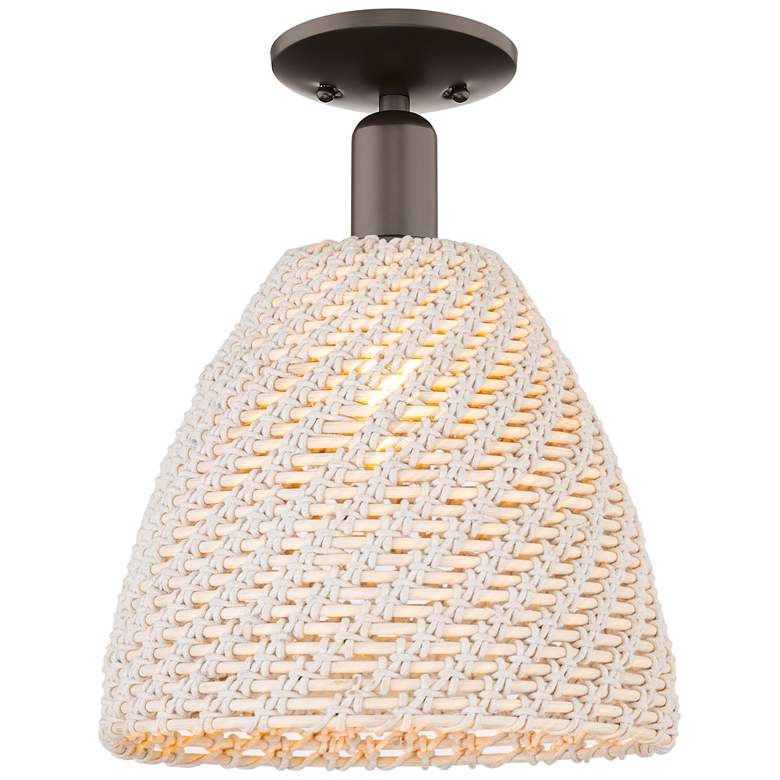 Image 1 Natural Ballston Dome 12"W Oil Rubbed Bronze Semi-Flush w/ Fiber Shade