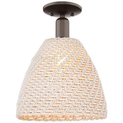 Natural Ballston Dome 12"W Oil Rubbed Bronze Semi-Flush w/ Fiber Shade