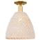 Natural Ballston Dome 12"W Satin Gold Semi-Flush With Fiber Shade