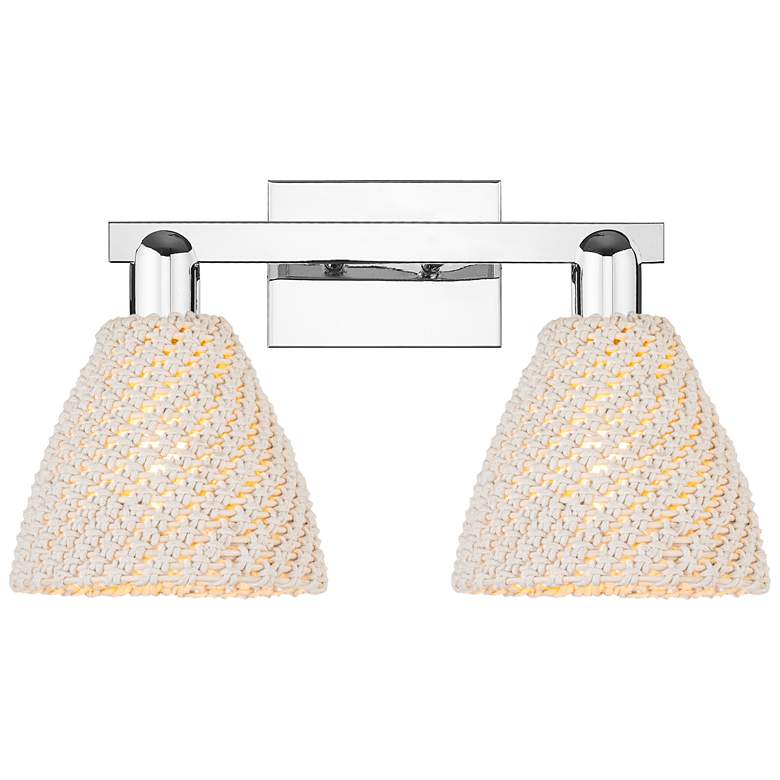 Image 1 Natural Ballston Dome 16"W 2 Light Chrome Bath Light With Fiber Shade