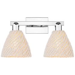 Natural Ballston Dome 16"W 2 Light Chrome Bath Light With Fiber Shade