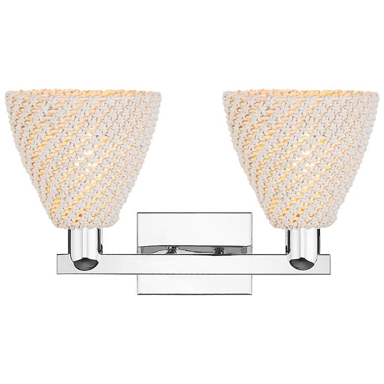 Image 2 Natural Ballston Dome 16"W 2 Light Chrome Bath Light With Fiber Shade more views