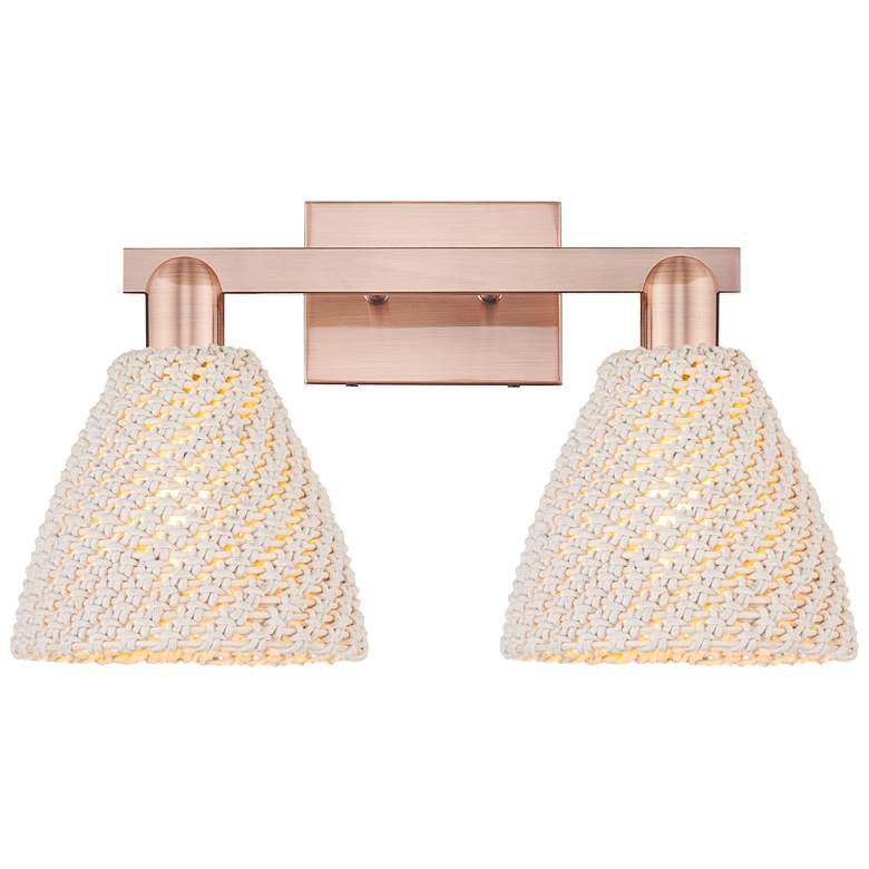 Image 1 Natural Ballston Dome 16"W 2 Light Copper Bath Light With Fiber Shade
