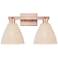 Natural Ballston Dome 16"W 2 Light Copper Bath Light With Fiber Shade