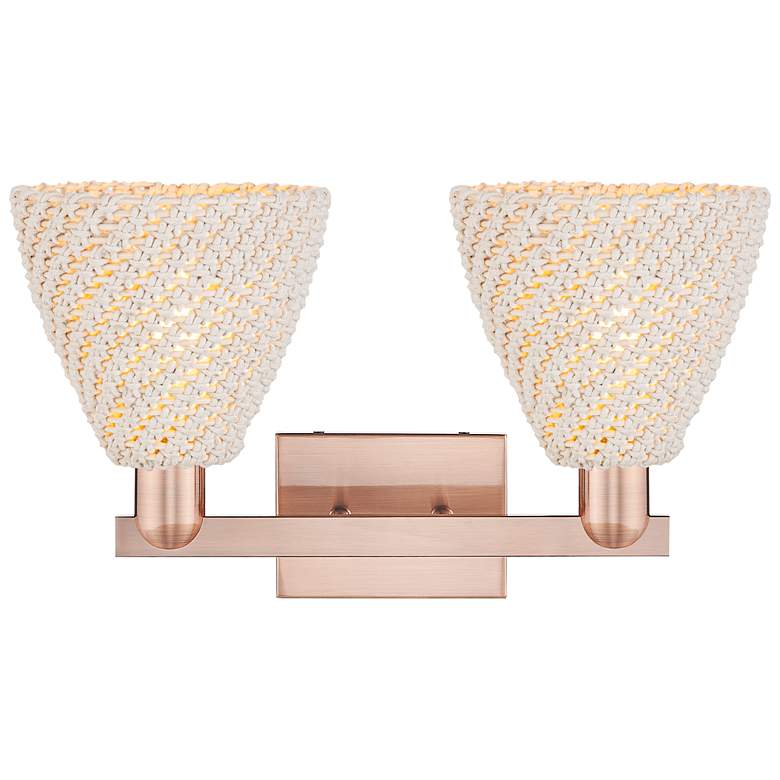 Image 2 Natural Ballston Dome 16"W 2 Light Copper Bath Light With Fiber Shade more views
