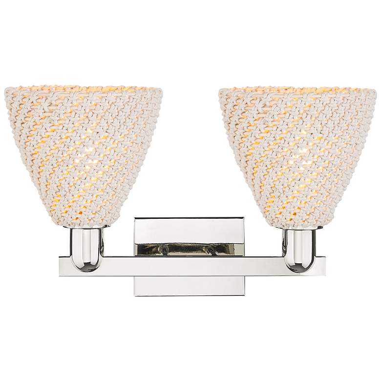 Image 2 Natural Ballston Dome 16"W 2 Light Nickel Bath Light w/ Fiber Shade more views