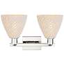 2_Natural Ballston Dome 16"W 2 Light Nickel Bath Light w/ Fiber Shade more views