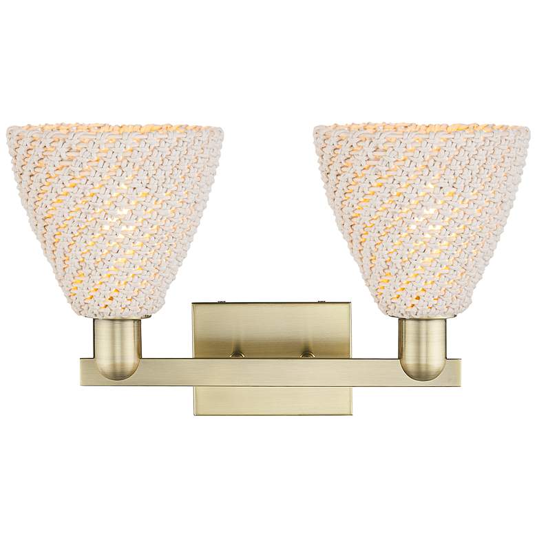 Image 2 Natural Ballston Dome 16"W 2-Lt Antique Brass Bath-Lt w/ Fiber Shade more views