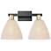 Natural Ballston Dome 16"W 2-Lt Black Brass Bath-Lt w/ Fiber Shade