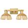 Natural Ballston Dome 16"W 2-Lt Brass Bath-Lt w/ Basketweave Shade