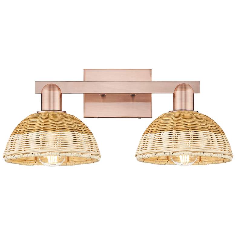 Image 1 Natural Ballston Dome 16"W 2-Lt Copper Bath-Lt w/ Basketweave Shade