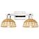 Natural Ballston Dome 16"W 2-Lt Nickel Bath-Lt w/ Basketweave Shade