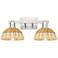 Natural Ballston Dome 16"W 2-Lt Satin Nickel Bath-Lt w/ Basketweave Shade