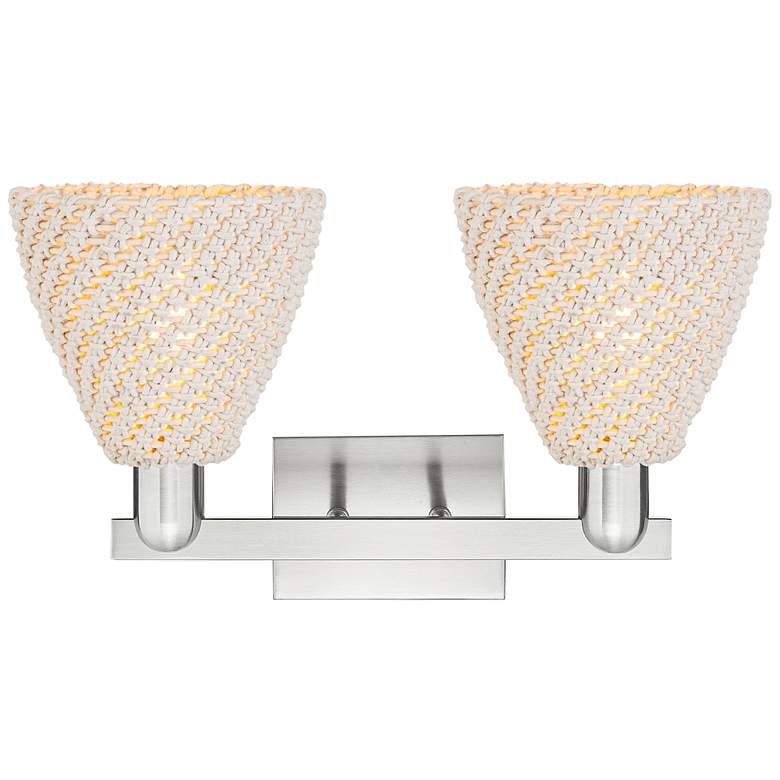 Image 2 Natural Ballston Dome 16"W 2-Lt Satin Nickel Bath-Lt w/ Fiber Shade more views