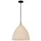 Natural Ballston Dome 16"W Black Brass Cord Mini Pendant w/ Fiber Shade