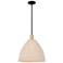 Natural Ballston Dome 16"W Black Brass Stem Mini Pendant w/ Fiber Shade