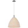 Natural Ballston Dome 16"W Chrome Cord Mini Pendant With Fiber Shade