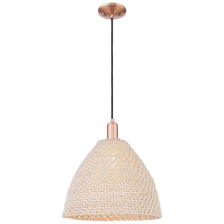 Image 1 Natural Ballston Dome 16"W Copper Cord Mini Pendant With Fiber Shade
