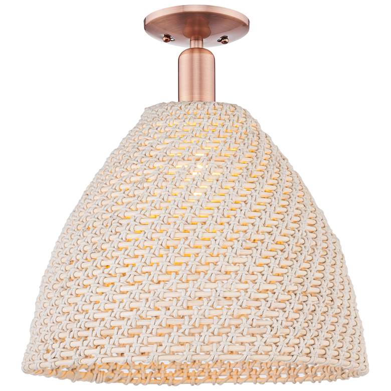 Image 1 Natural Ballston Dome 16"W Copper Semi-Flush With Fiber Shade