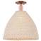 Natural Ballston Dome 16"W Copper Semi-Flush With Fiber Shade