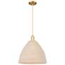 Natural Ballston Dome 16"W Satin Gold Cord Mini Pendant w/ Fiber Shade