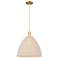 Natural Ballston Dome 16"W Satin Gold Cord Mini Pendant w/ Fiber Shade