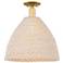 Natural Ballston Dome 16"W Satin Gold Semi-Flush With Fiber Shade