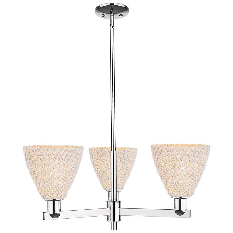Image 1 Natural Ballston Dome 18"W 3 Light Chrome Chandelier With Fiber Shade
