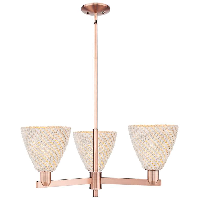 Image 1 Natural Ballston Dome 18"W 3 Light Copper Chandelier With Fiber Shade