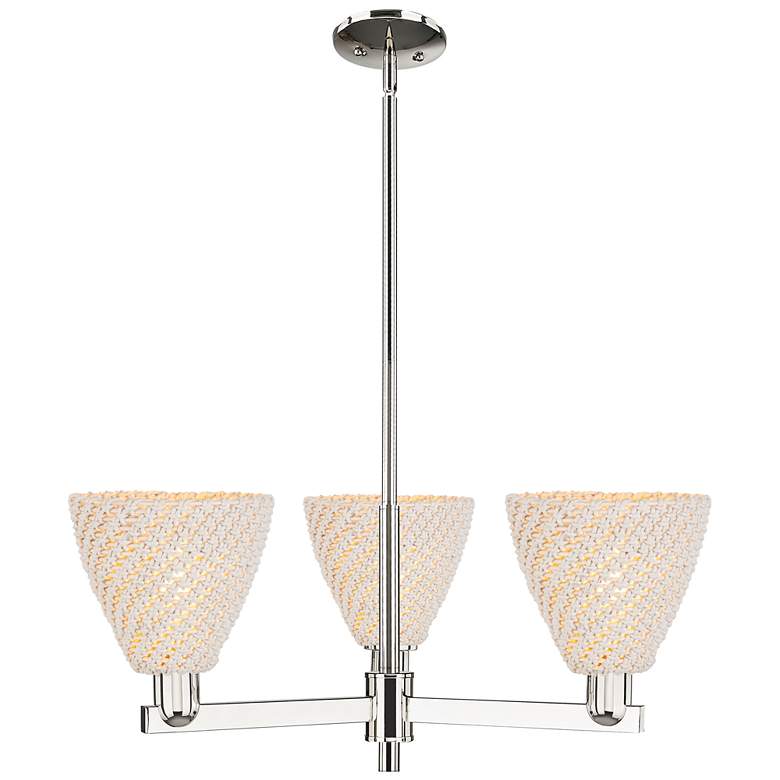 Image 1 Natural Ballston Dome 18"W 3 Light Nickel Chandelier w/ Fiber Shade