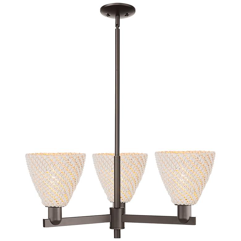 Image 1 Natural Ballston Dome 18"W 3-Lt Oil Rubbed Bronze Chandelier w/ Fiber Shade