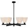 Natural Ballston Dome 24"W 6 Light Black Chandelier w/ Fiber Shade