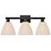 Natural Ballston Dome 26"W 3 Light Black Bath Light w/ Fiber Shade