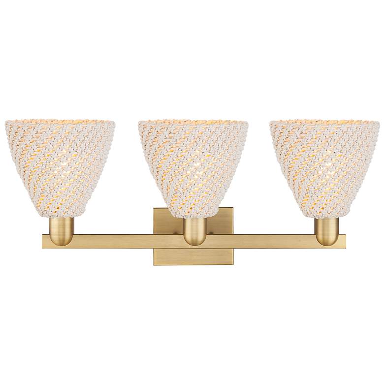 Image 2 Natural Ballston Dome 26"W 3 Light Brass Bath Light w/ Fiber Shade more views