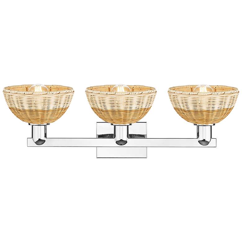 Image 2 Natural Ballston Dome 26"W 3 Light Chrome Bath Light w/ Fiber Shade more views