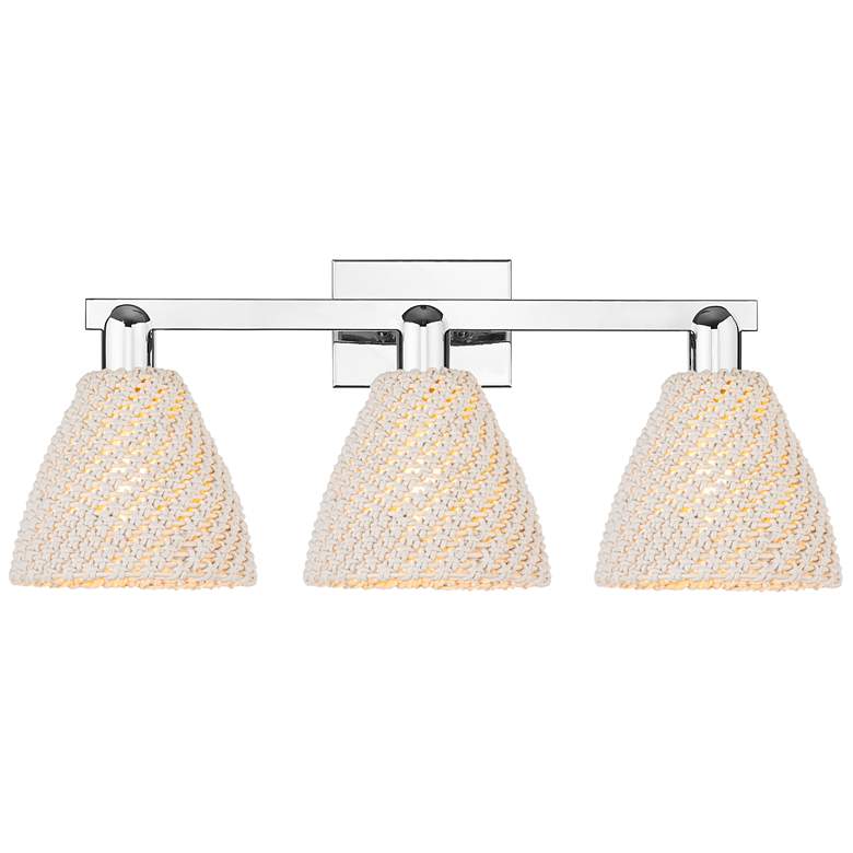 Image 1 Natural Ballston Dome 26"W 3 Light Chrome Bath Light With Fiber Shade