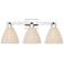 Natural Ballston Dome 26"W 3 Light Chrome Bath Light With Fiber Shade
