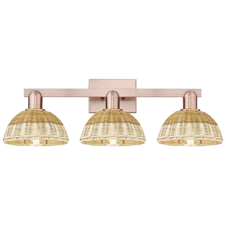 Image 1 Natural Ballston Dome 26"W 3 Light Copper Bath Light w/ Fiber Shade