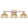 Natural Ballston Dome 26"W 3 Light Copper Bath Light w/ Fiber Shade