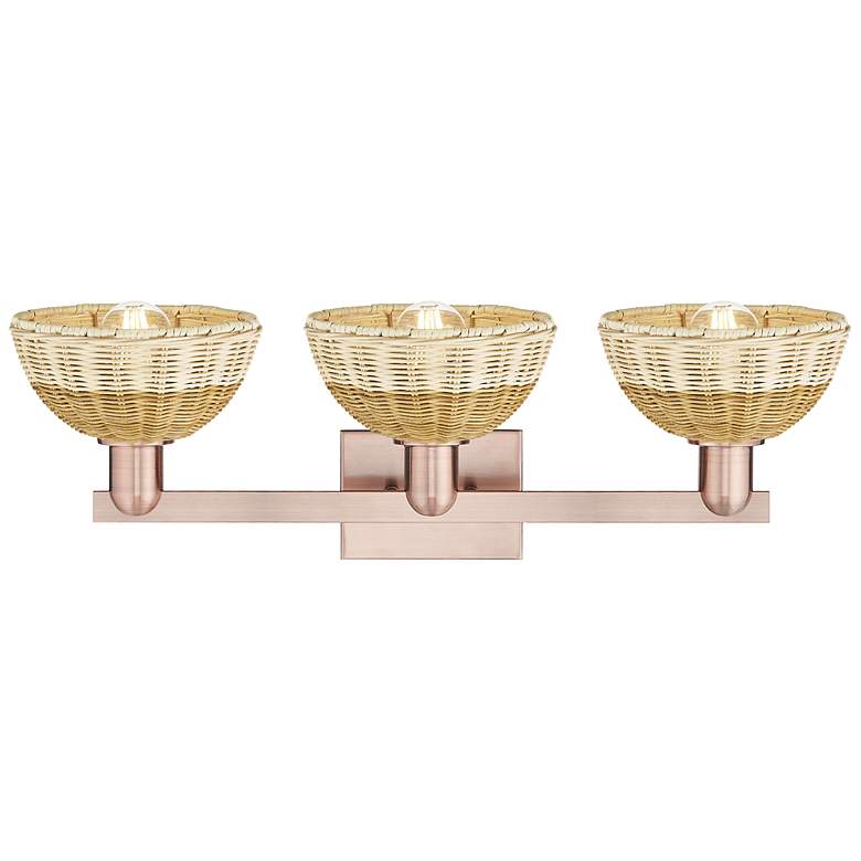 Image 2 Natural Ballston Dome 26"W 3 Light Copper Bath Light w/ Fiber Shade more views