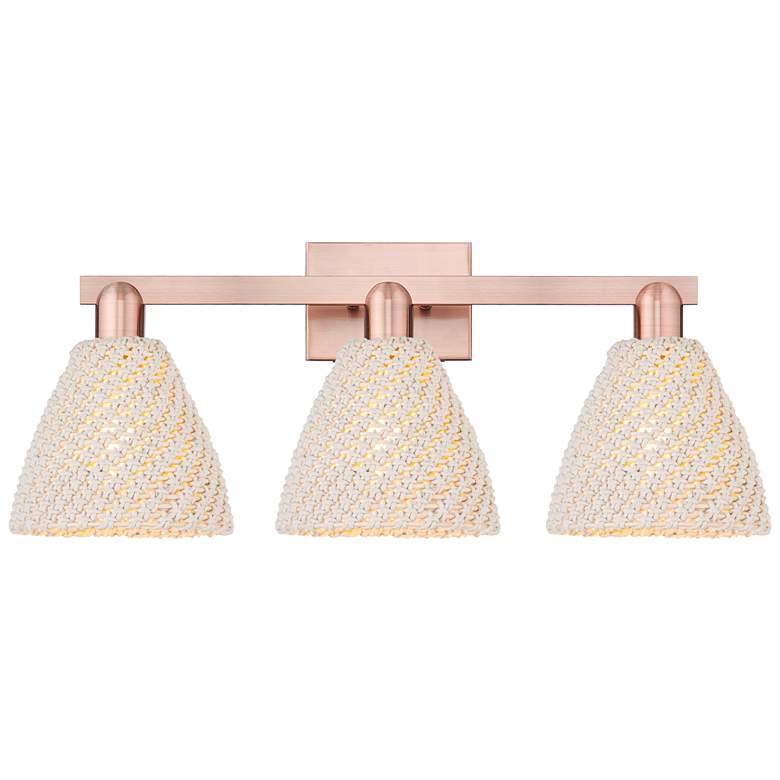 Image 1 Natural Ballston Dome 26"W 3 Light Copper Bath Light With Fiber Shade